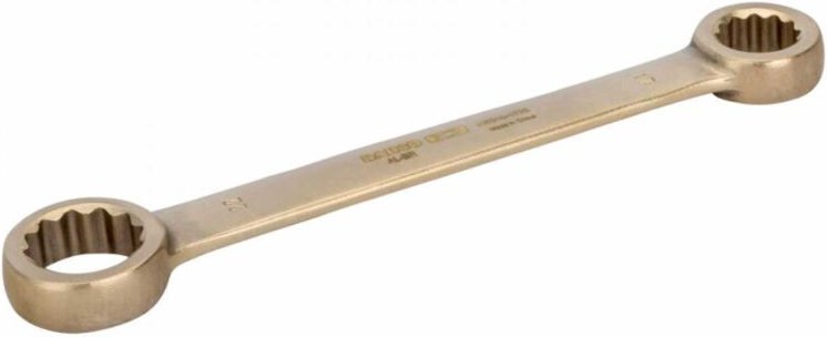 Bahco Funkenfreier Doppelringschlüssel, 17 x 19 mm, aus Aluminiumbronze, 185 mm