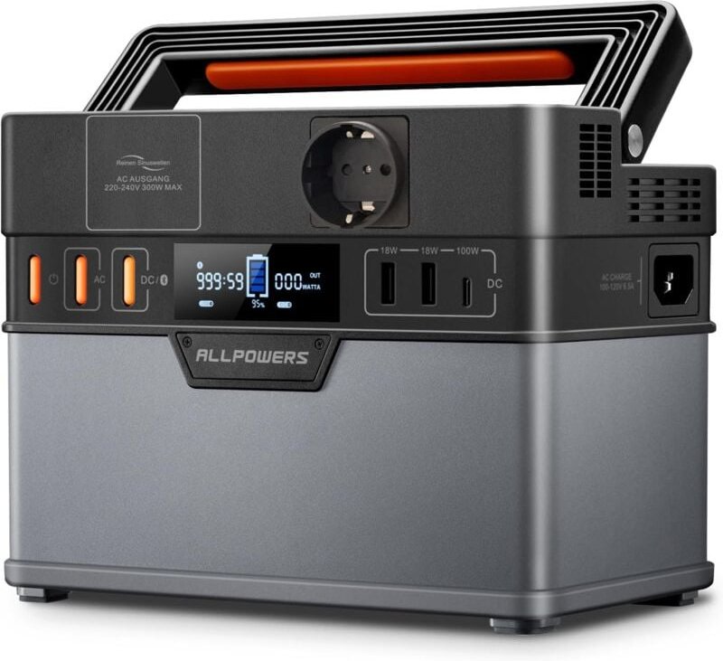 S300 plus 300 w tragbares Kraftwerk, 288 Wh Batterie-Backup mit 110 v ac reinen Sinus-Steckdosen, 8 w schnelles kabellos...