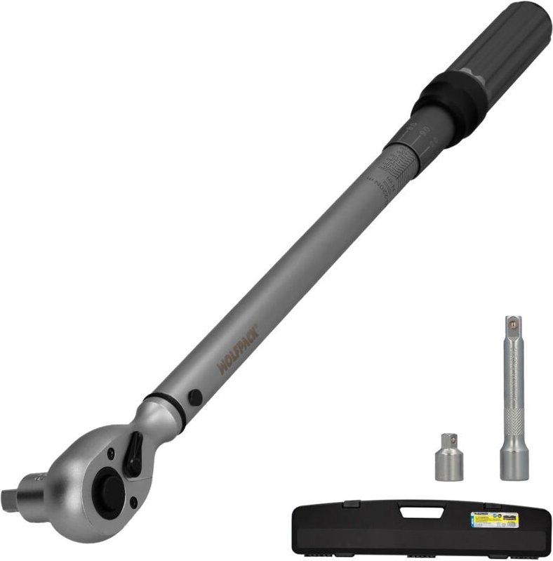 Set Llave Dinamometrica 1/2' Con Alargadera y Reductor de 3/8'