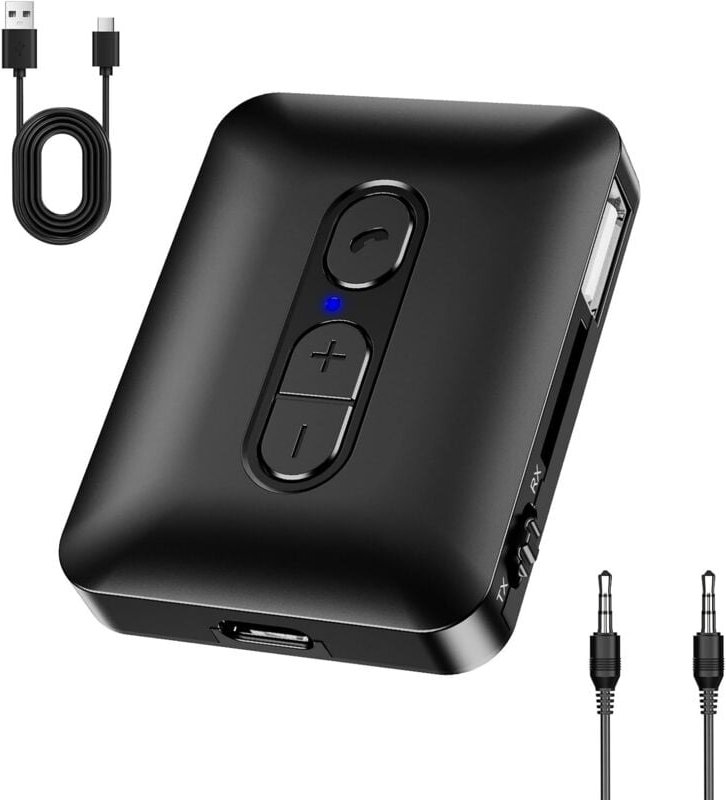 Bluetooth 5.4 Adapter Transmitter für Audio, 2 in 1 Bluetooth Sender Empfänger Aux Klinke 3.5mm Adapter Low Latency, Unt...