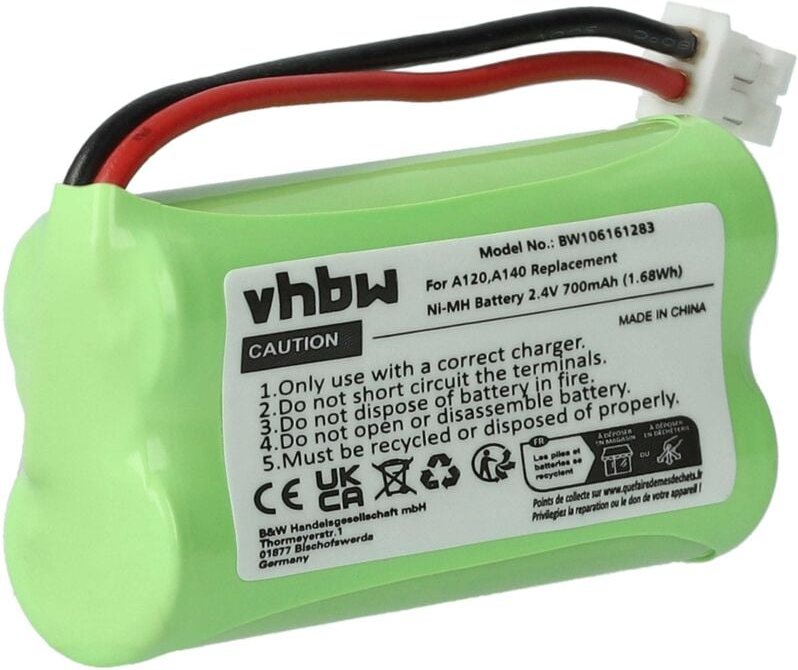 NiMH Akku 700mAh (2.4V) kompatibel mit Telefon, Festnetz Siemens Gigaset AL110, AL110 Duo, AL110 Trio, AL110a, AL110a Du...