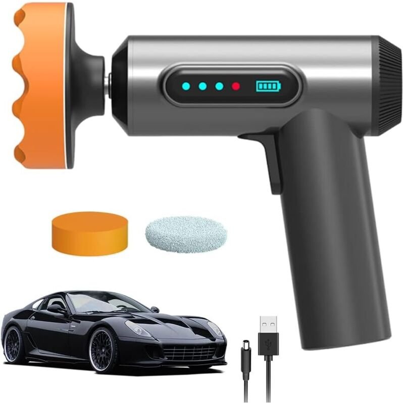 Akku-Poliermaschine, Polierpad-Maschine mit 4000-mAh-Akku, Poliermaschine und Polierpads mit einer Drehzahl von 20000 U/...