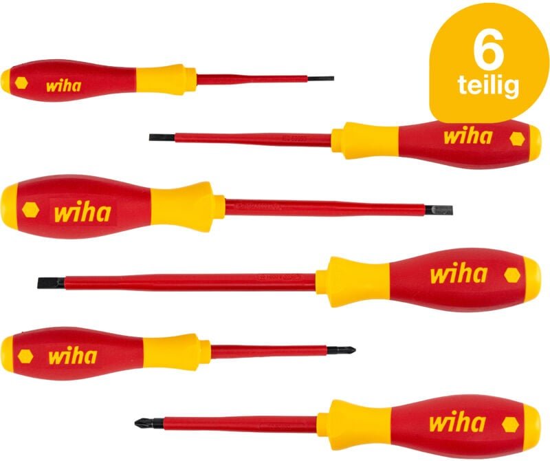 Wiha - Schraubendreher Set SoftFinish® electric Schlitz i Pozidriv 6-teilig – Hochwertiges Handwerkzeug Set i Elektriker...
