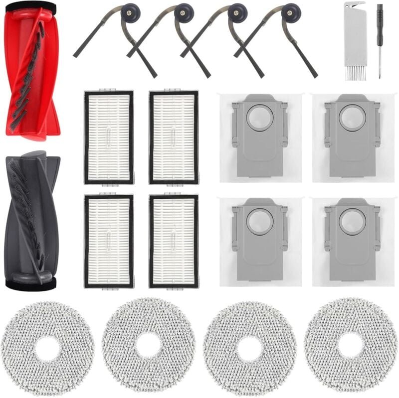 Zubehör Ersatz für Roborock Saros 10R, Qrevo CurvX, Qrevo Curv 2 Pro/2 ProX Saugroboter, 1 Hauptbürste, 4 Seitenbürsten,...