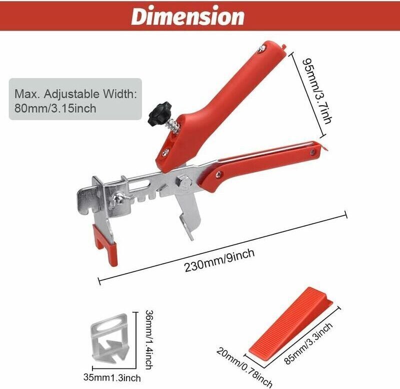 Fliesennivellierungssystem, 300-teiliges Set aus Fliesennivellierungskeilen, Nivellierabstandshaltern, Clips, selbstnive...