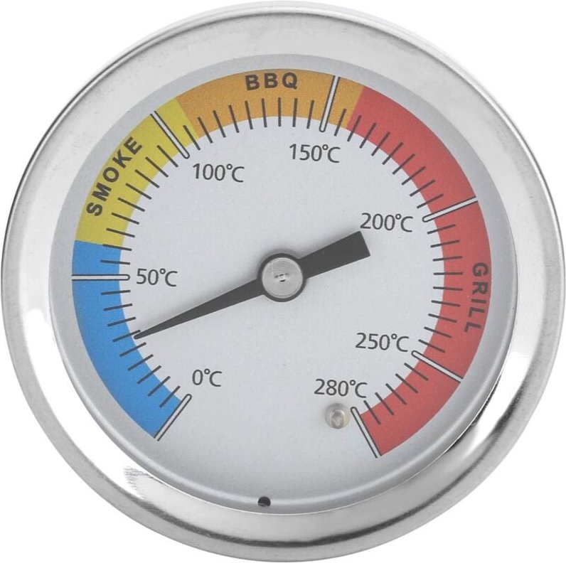 Grillthermometer, Temperaturanzeiger für Grills und Räucheröfen, Temperaturanzeiger 0–280 °C, Temperaturanzeiger aus Ede...