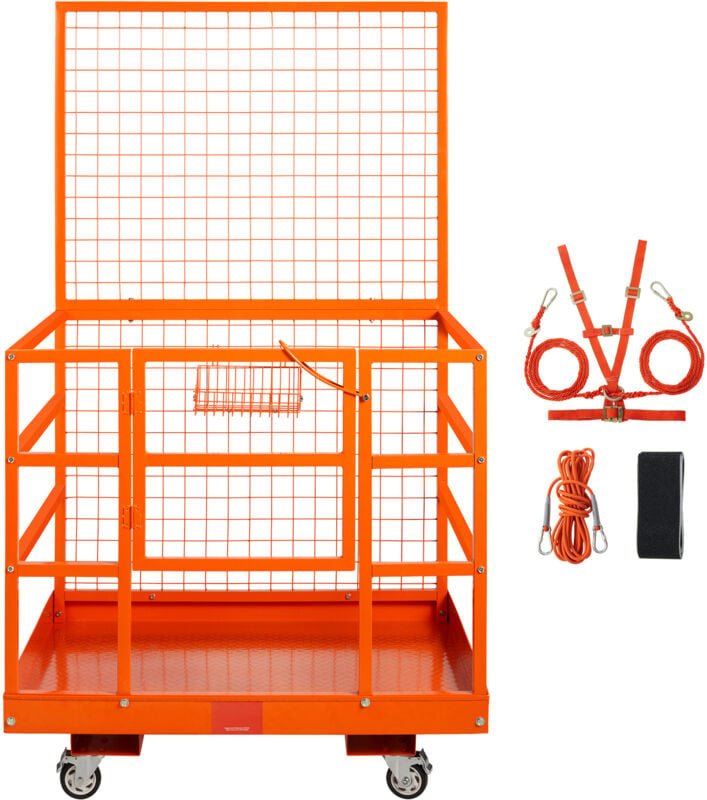Mophorn-Sicherheitskäfig für Gabelstapler, Tragkraft 635 kg, 109,2 x 114,3 cm Arbeitsplattform mit Sicherheitsgurt und S...
