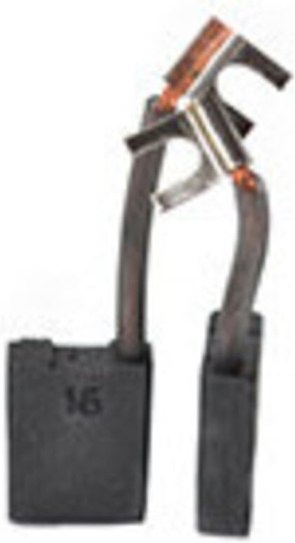 Set aus 2 anpassbaren Kohlen für De Walt. Maße: 6,3 x 16 x 20 mm.