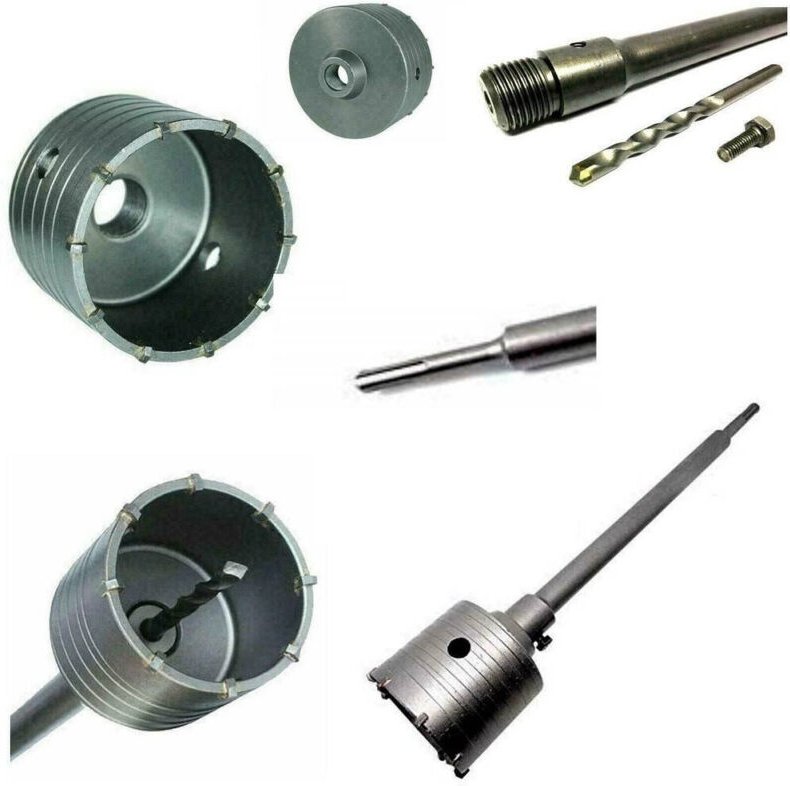 Trade Shop Traesio - Trade Shop - 120 mm kernbohrer mit sds plus stange 80 cm betonzement -