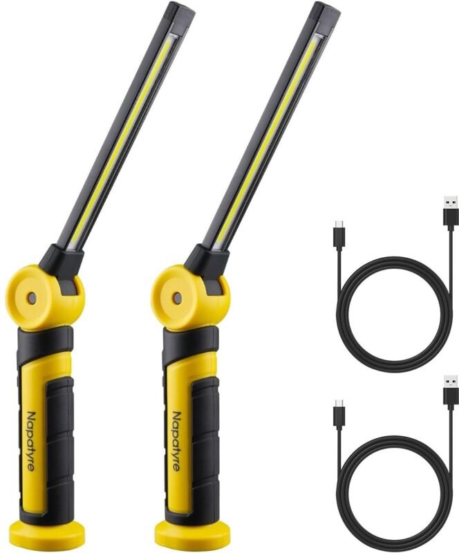 Arbeitsleuchte, wiederaufladbare LED-Arbeitsleuchte mit 4000 mAh Akku und Magnetfuß, um 120° drehbare Werkstattleuchte, ...