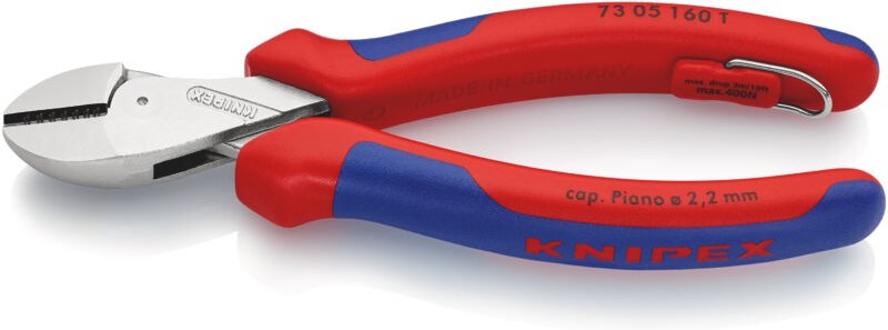 KNIPEX 73 05 160 T BK X-Cut® Kompakt-Seitenschneider mit Mehrkomponenten-Hüllen, mit integrierter Befestigungsöse zum An...