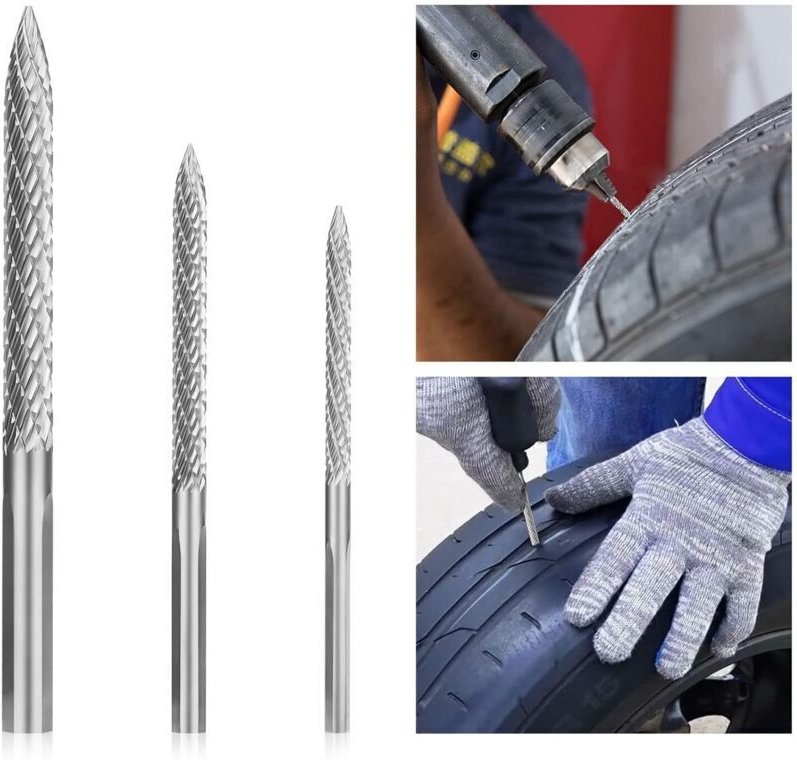 3-teiliges Hartmetall-Reifenreparaturbohrer-Set – 3 mm, 4,5 mm, 6 mm – Werkzeug zur Reparatur von Autoreifen – Reifenrep...
