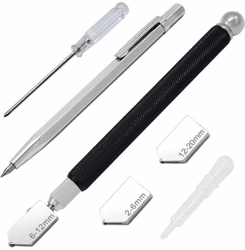 Glasmesserset, 6-teiliges Set mit Diamant-Roller-Ölminen-Markierstiften