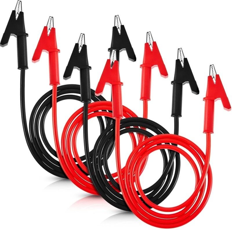 Dolaso - 4 Stück 14 Gauge Überbrückungskabel, Krokodilklemmen zu Krokodilklemmen, Krokodilklemmen, Set mit elektrischen ...