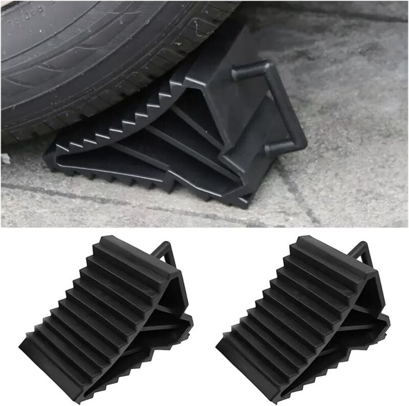 2-teilige Radkeile für Anhänger, Bremskeile für Pkw, Radkeile aus Kunststoff mit Griff für Pkw, Anhänger, Wohnwagen, Woh...