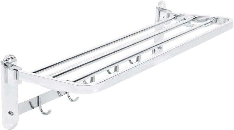 Vtizikl Porte-serviettes pliable en acier inoxydable avec crochet pour salle de bain, 56,4 x 23,6 x 17,5 cm