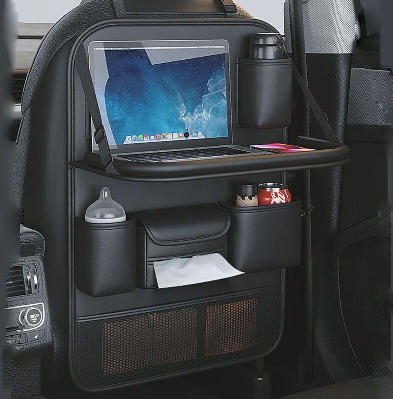 Auto-Rücksitz-Organizer mit faltbarem Tischtablett, Autositz-Rückenlehnenschutz mit Touchscreen-Telefonhalterung, hochwe...