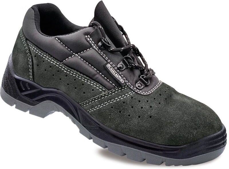 Sicherheitsschuhe aus grauem perforiertem Spaltleder s1p src Größe 42 blackleather