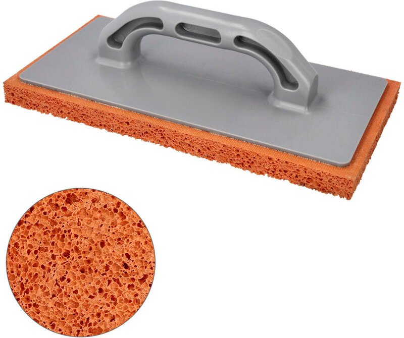 Orangefarbene Schaumkelle mit Fibergriff, 14 x 28 cm. Dicke Oberfläche