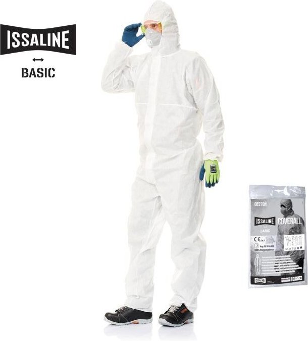 Issaline 08270N-050 Einweg-Arbeitsoverall, CE, I, Weiß, XL