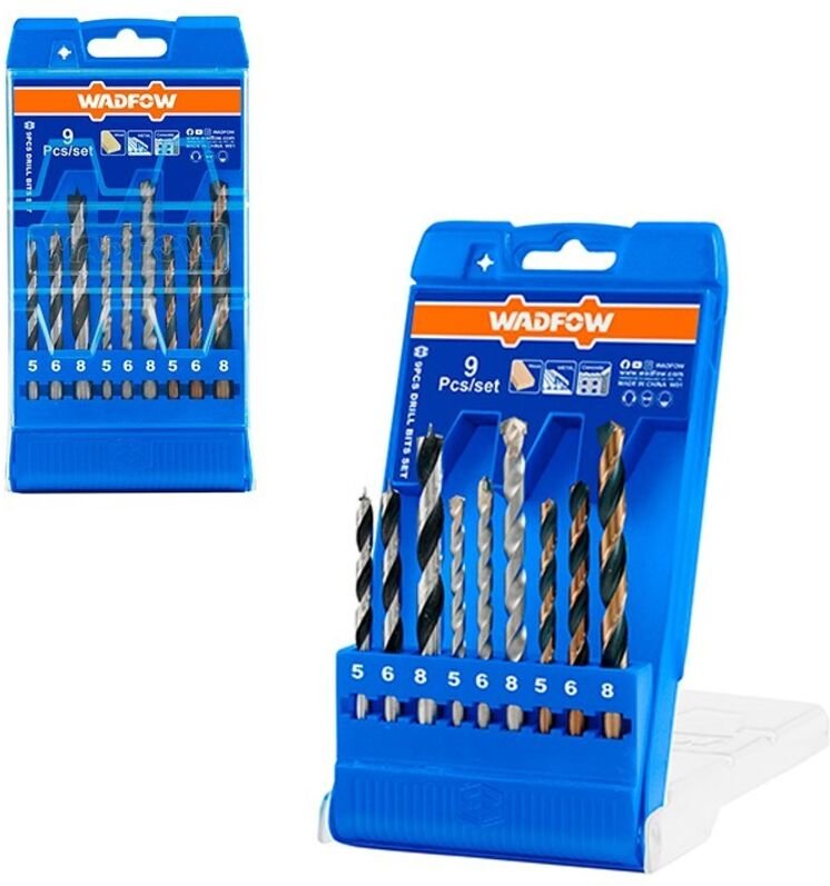 WADFOW 9-teiliges Bohrerset für Holz, Mauerwerk und Metall, hohe Haltbarkeit