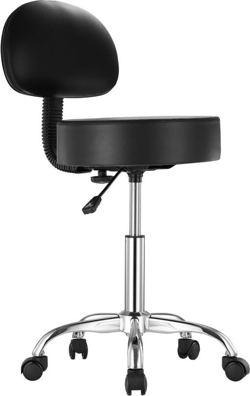 Rollhocker mit Rückenlehne und Rädern, 204 kg Tragkraft, höhenverstellbar, verdicktes PU-Leder, für Salon, Spa, Tattoo, ...