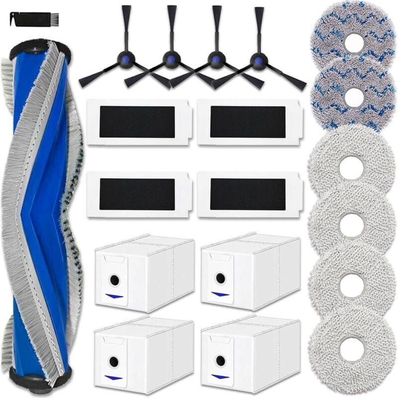 Zubehör-Set für Ecovacs Deebot T30 Pro Omni /T30 Omni, 1 Walzenbürste, 6 Tücher, 4 Filter, 4 Seitenbürsten, 4 Beutel, Er...