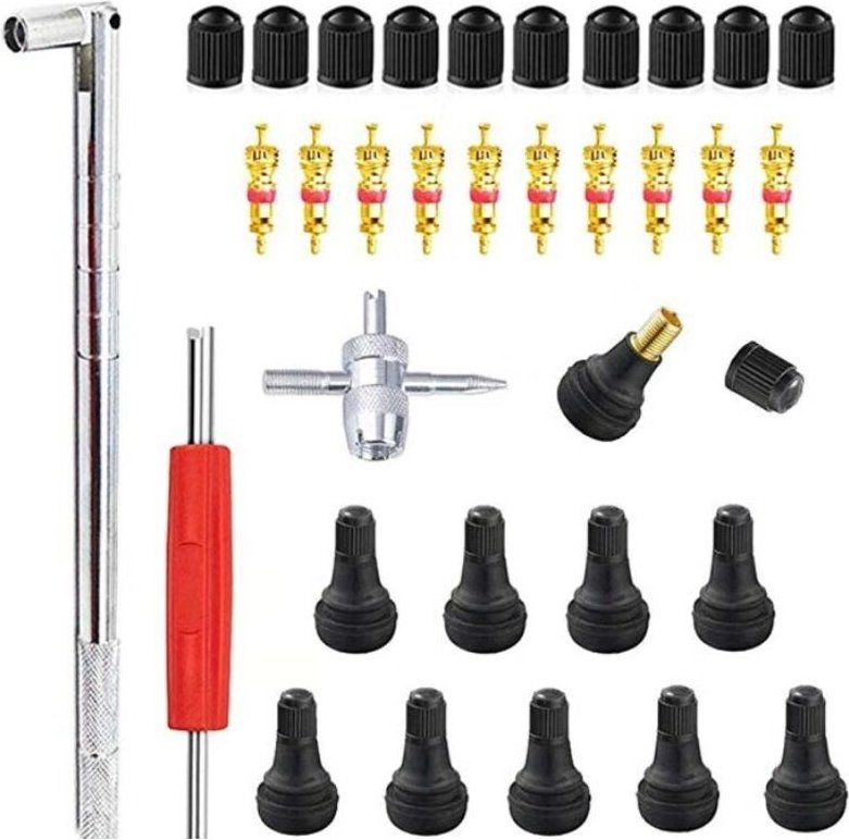 Csparkv - 23-teiliges Reifenventil-Entferner-Werkzeug, Entferner für Autoersatz, Ventilkern 10 Stück, 4-1 Reparaturwerkz...