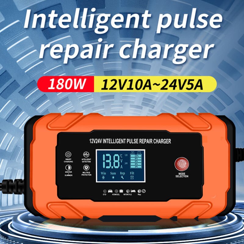 Autobatterieladegerät, intelligentes 12V- und 24V-Ladegerät, Kfz-Wartung mit Temperaturkompensation für Lkw-, Motorrad-,...