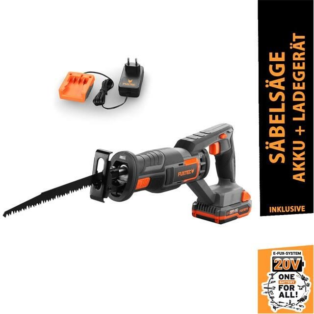 Akku Säbelsäge 20V E1SS20 Elektrische Säge Fuchsschwanz – inklusive 2Ah-Akku und 1A Ladegerät - kabellos, Holz bis 150mm...