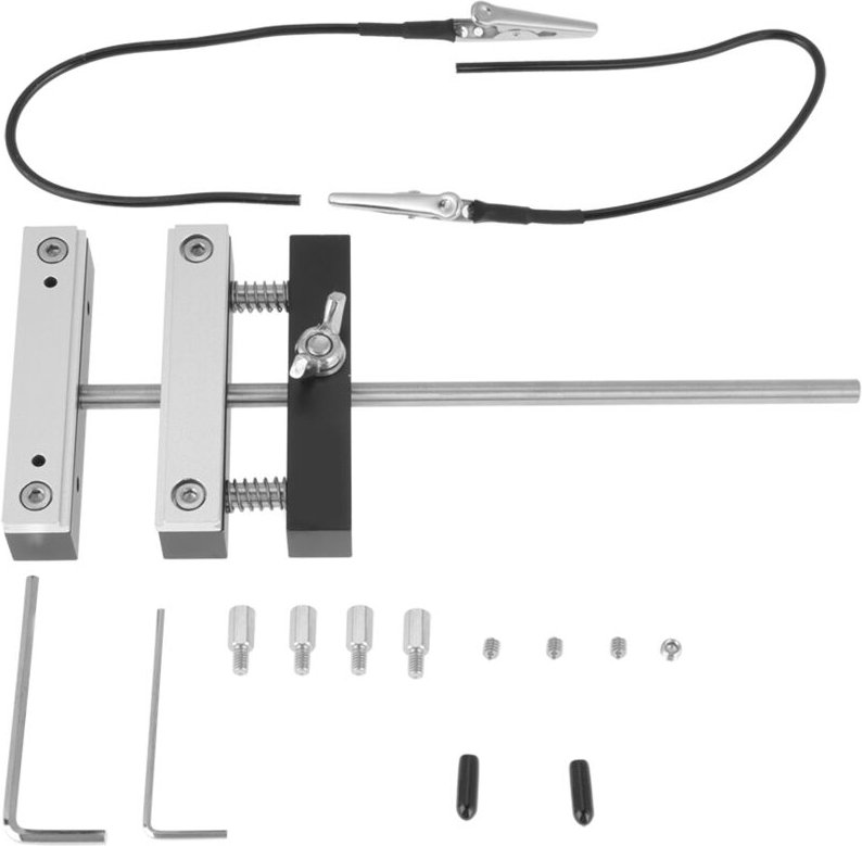 Verstellbares Lötstations-Set für Leiterplatten mit zwei Klemmhalterungen und zwei Inbusschlüsseln