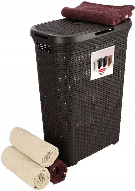 Wäschebox natural Style, aus Kunststoff, 45x27x61 cm, 40L, Dunkelbraun - Curver