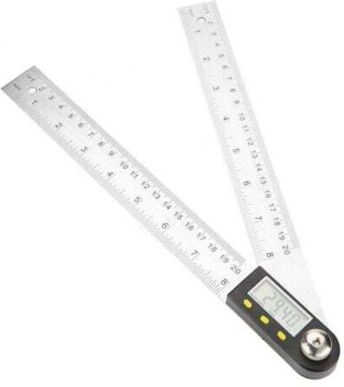 Winkelmesser, digitale Winkellehre aus Edelstahl 0-200 mm, Winkelmesser und Lineal 2 in 1, Flüssigkristallanzeige