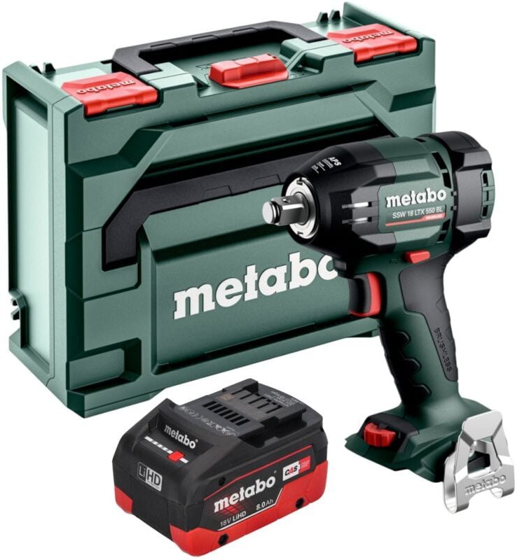 Metabo SSW 18 LTX 550 BL Akku Schlagschrauber 18 V 550 Nm Brushless + 1x LiHD Akku 8,0 Ah + metaBOX - ohne Ladegerät
