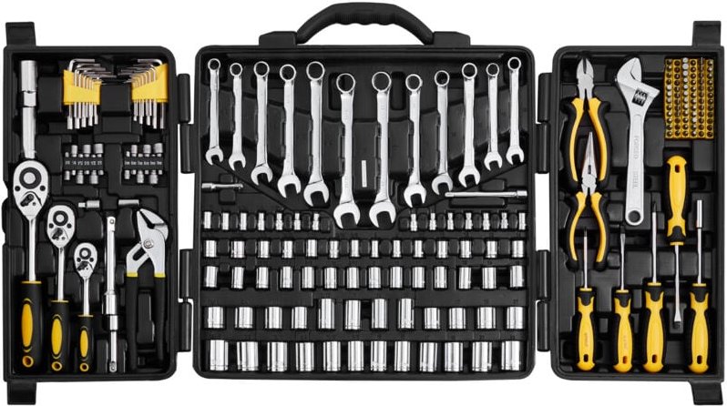 VEVOR Mechaniker Werkzeugsatz 207-teilig 1/4 Zoll 3/8 Zoll 1/2 Zoll Steckschlüsseleinsätze, SAE- und metrisches Mechanik...