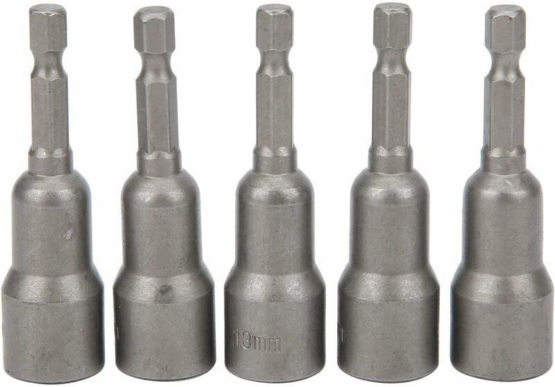 5-teiliges Sechskant-Steckschlüssel-Set, 13 x 65 mm, Chrom-Vanadium-Stahl, starke magnetische Mutter, Bohrmaschine, Schr...