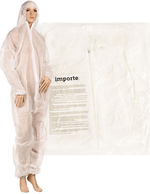 Thumbnail - Schutzanzug weiß XL Vliesstoff mit Kapuze 1 Stück.