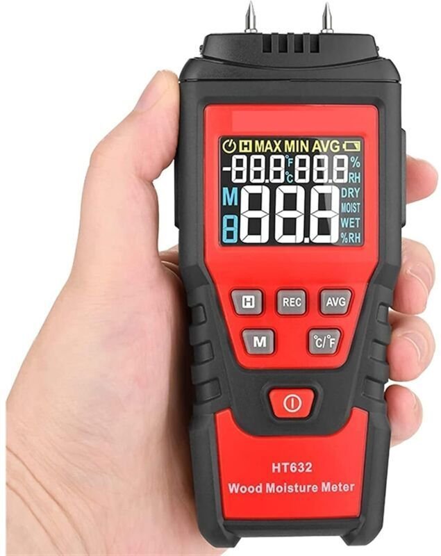 Digitales Feuchtigkeitsmessgerät mit 7 Materialerkennungsmodi und übersichtlicher Spannungsanzeige (Feuchtigkeitsmessber...