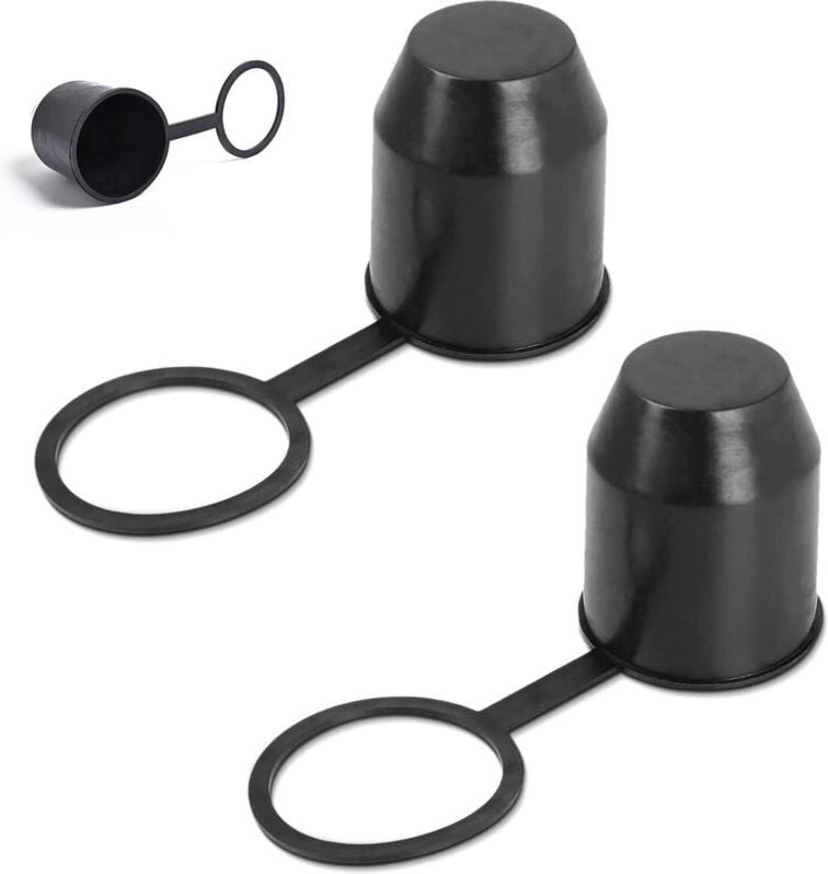Sollbry - 2er-Pack Anhängerkupplungs-Abdeckkappe, staubdicht und wasserdicht, für Auto, Wohnmobil, Anhänger (schwarz)