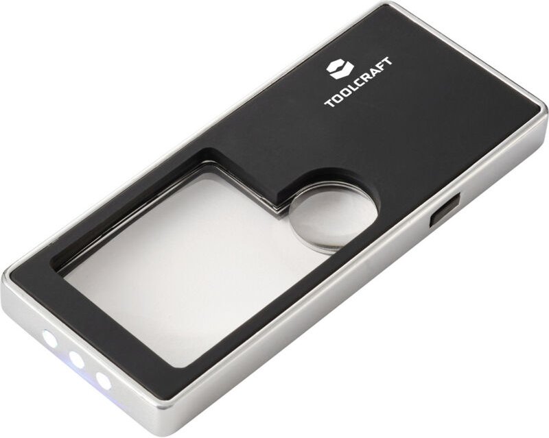 TOOLCRAFT TO-10283190 Handlupe mit LED-Beleuchtung Vergrößerungsfaktor: 3 x, 10 x Linsengröße: (Ø)