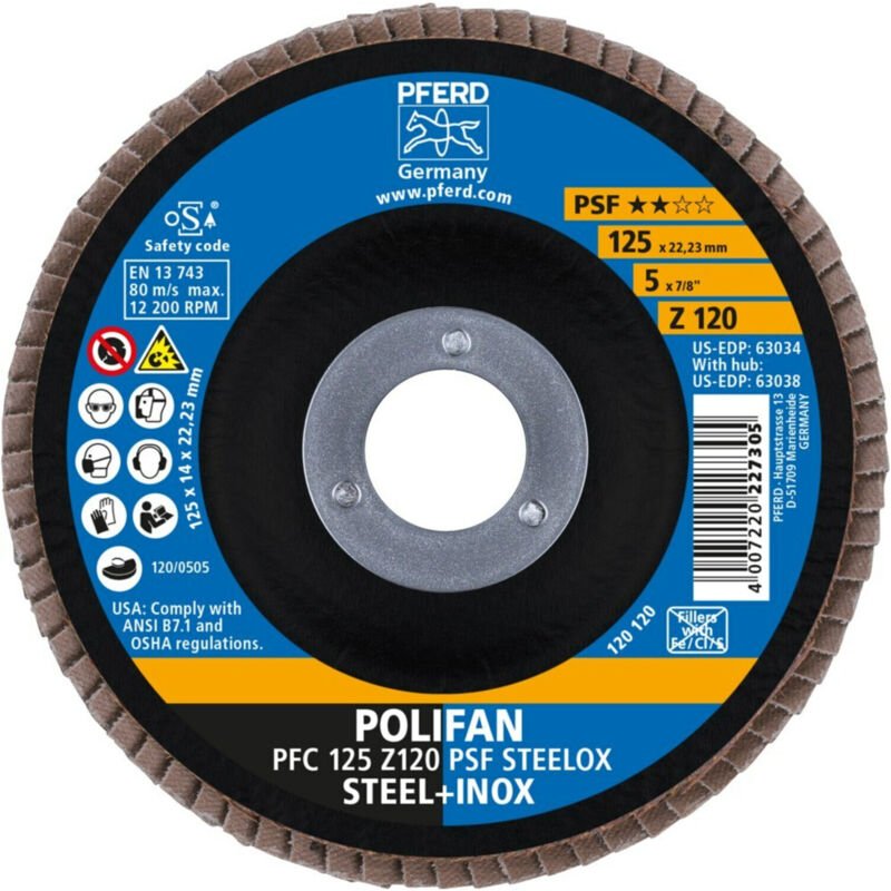 Pferd - 67769125 pfc 125 z 120 psf steelox Fächerschleifscheibe Durchmesser 125 mm 10 St.