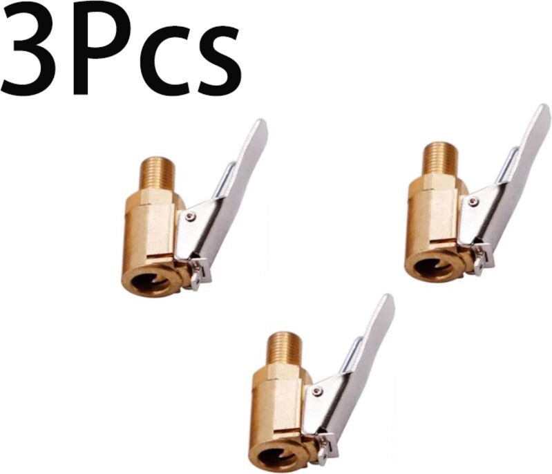 3-teiliger Autoreifen-Ventiladapter, 8-mm-Messingspitzen-Pumpenventil-Clip-Klemmanschluss-Adapter für Auto- oder LKW-Rei...