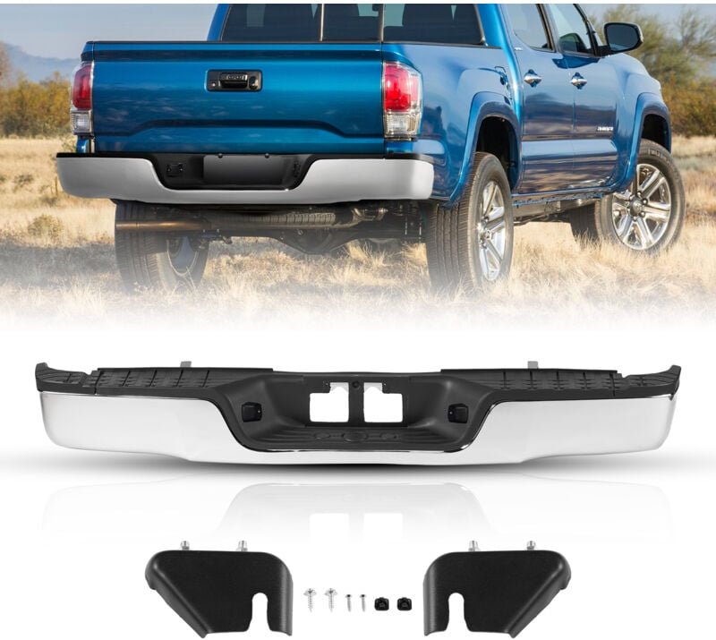 Heckstoßstange, Kompatibel mit 2007-2013-Toyota Tundra, Chromstahl-Heckstoßstange, Montage-Ersatz-Heckstoßstange mit Ken...