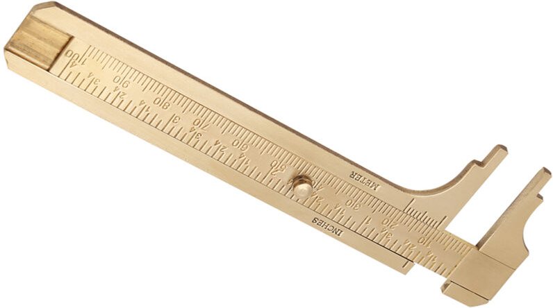 Eosnow 1 Stück Messing Schiebelehre Messschieber Lineal Messwerkzeug Doppelskalen mm/Zoll (100 mm)