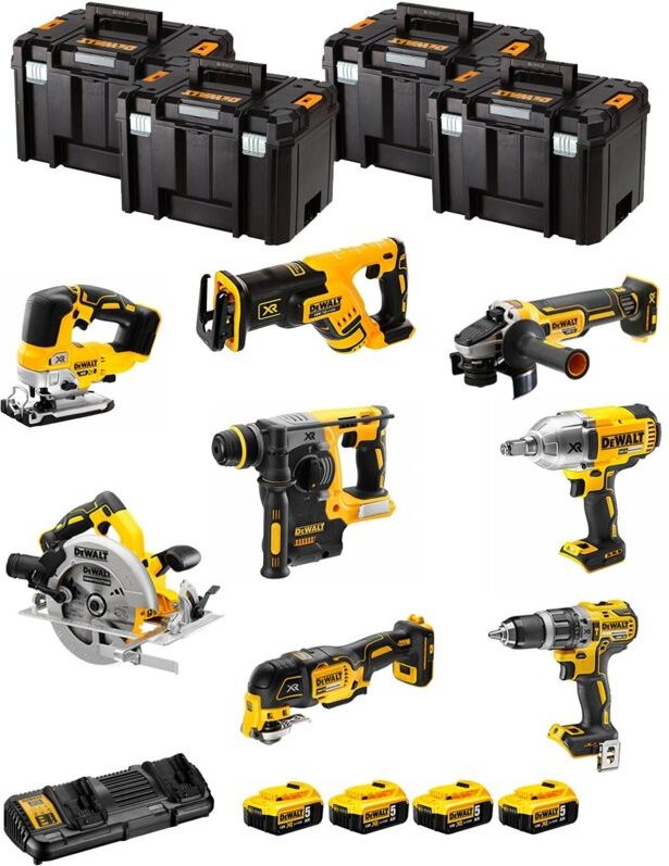 Dewalt - Akku Kombopack DCK865P4T: 18 Volt - 8 Geräte, 4x 5,0 Ah + Doppelladegerät