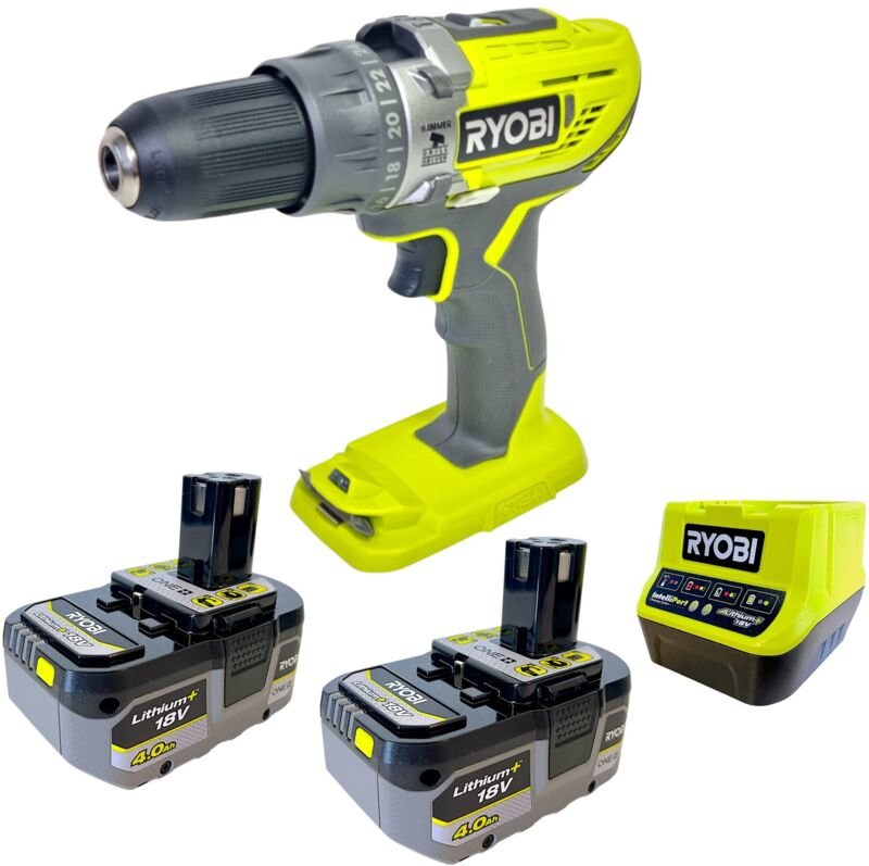 Ryobi R18PD3-0 Akku Schlagbohrschrauber 18 V 50 Nm + 2x Akku 4,0 Ah + Ladegerät