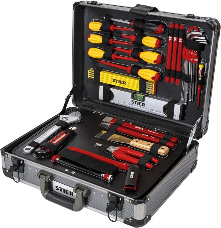 Elektriker-Werkzeugsortiment, Werkzeugkoffer, 128-teilig, im robusten Aluminiumkoffer alles für den Profi, umfangreich u...