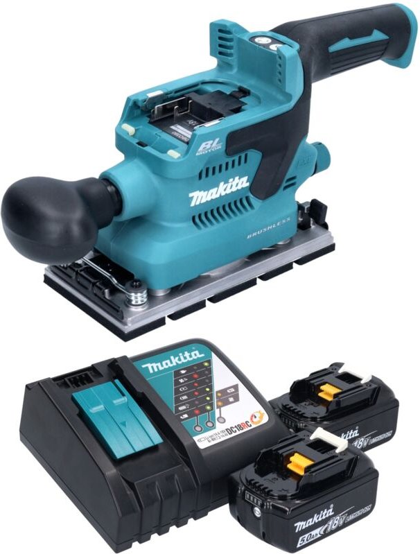 Dbo 380 rt Akku Schwingschleifer 18 v 93 x 185 mm Brushless + 2x Akku 5,0 Ah + Ladegerät - Makita
