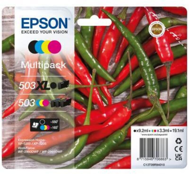 Epson 503 XL Druckerpatrone 4 Stück(e) Original Hohe (XL-) Ausbeute Schwarz, Cyan, Magenta, Gelb