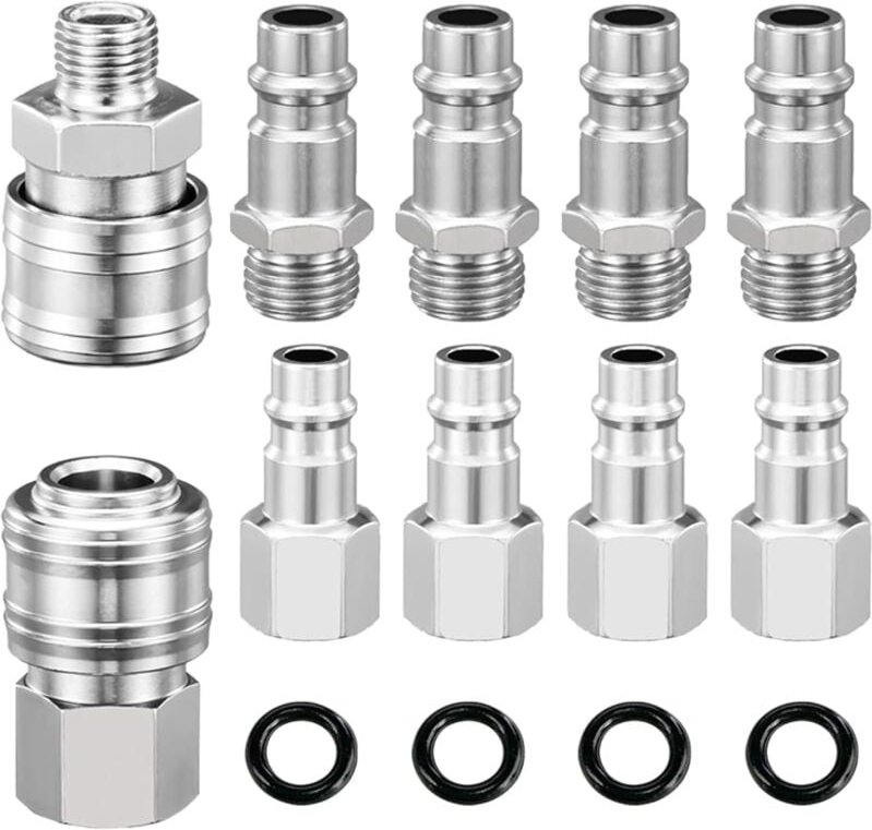 10-teilige pneumatische Luftkupplung mit Dichtungsring, 1/4-Zoll-BSP-Kompressorarmaturen, Druckluft-Schnellkupplung, für...